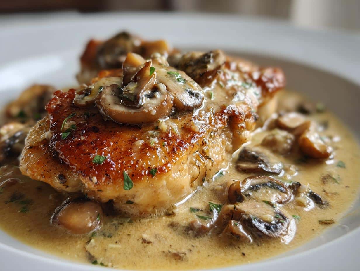 Skillet Chicken with Mushroom Wine Sauce