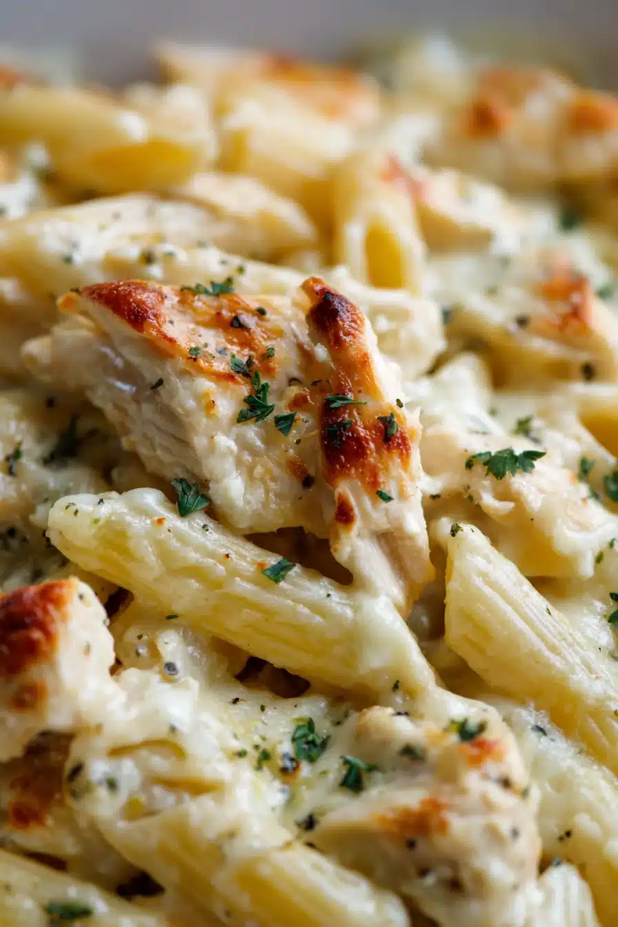 Chicken Alfredo Penne Casserole