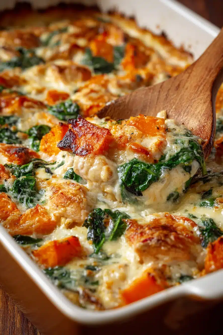 Chicken Sweet Potato and Spinach Bake