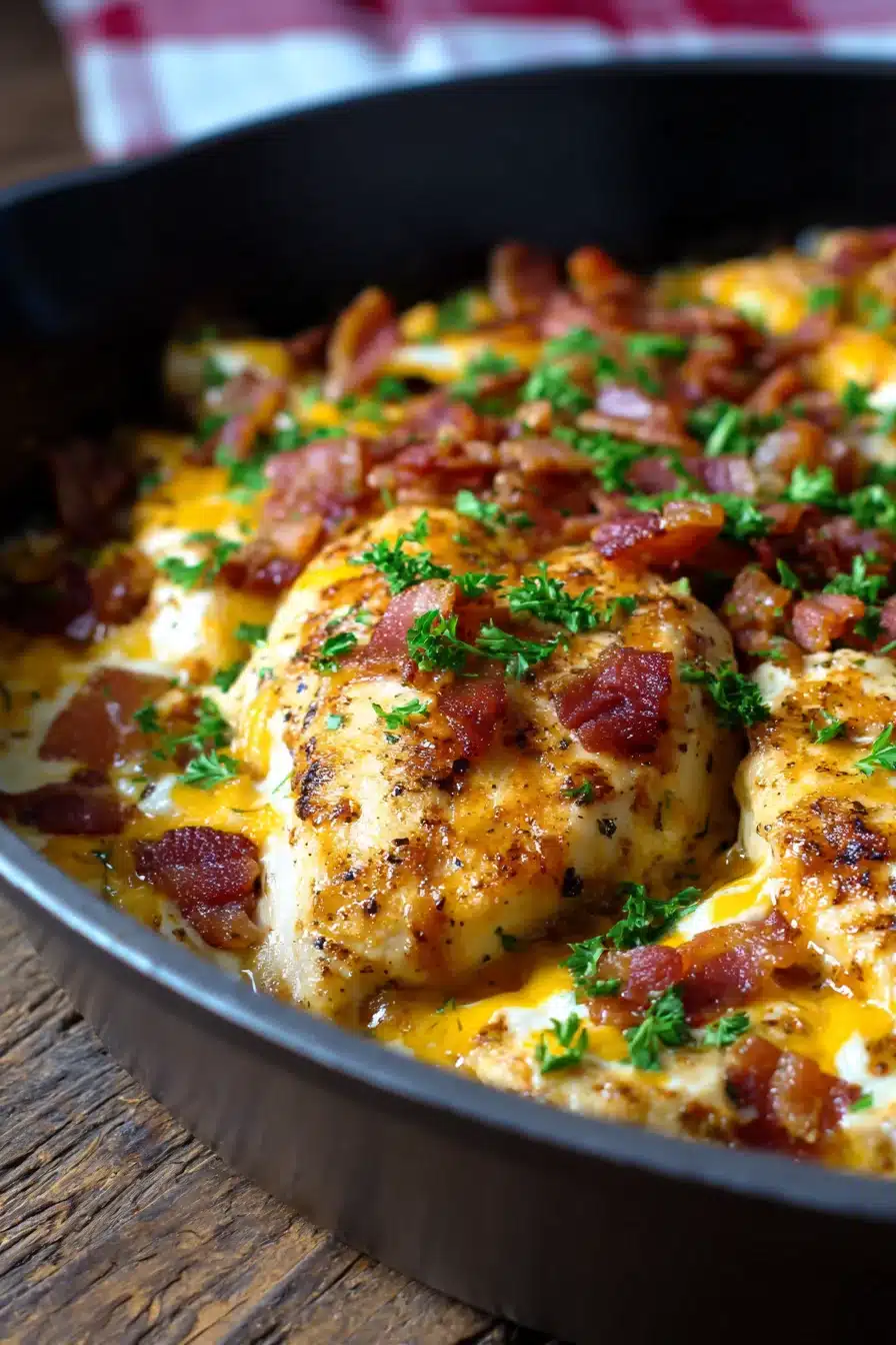 Ranch Chicken and Bacon Cheese Skillet in a pan