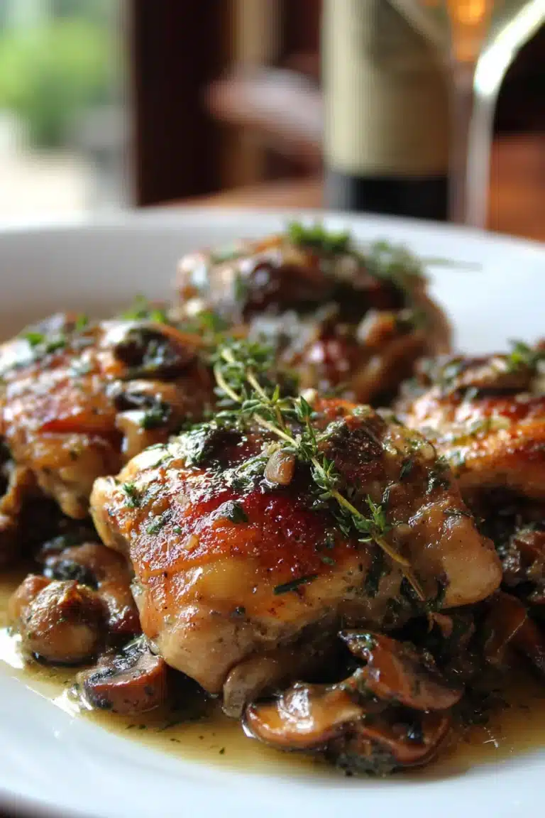 Elegant Champagne Braised Chicken Thighs With Wild Mushrooms Recipe